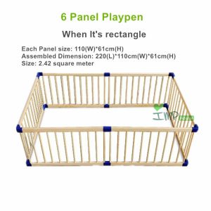 [SG] Jolly Baby 6 Panels Smart Wooden Playpen with Door Children Safety Playard For Kids Toddlers Wood Fence