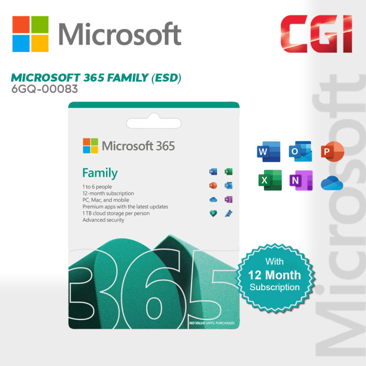Microsoft Office 365 Family (ESD) 12 Month - 6GQ-00083 | Lazada