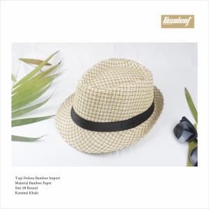 Insolent - Topi Fedora Bamboe Paper Import Koboy Elegan Outfit Anti Kusut Cocok Dengan Kemeja Klasik Size S8 Round Warna Coklat Karamel