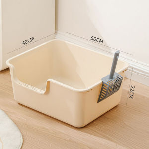 Extra Large Open Cat Litter Box with Free Cat Litter Shovel Cat Litter Basin Cat Litter Tray Jumbo Box Large Cat Toilet Anti-Splash Cats Toilet