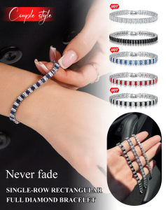 Bracelet Necklace For Women/Fashion Adult Jewelry/Single Row Rectangular Full Diamond/Easy To Match Multi-Color/Everyday Wear/Trendy Accessory