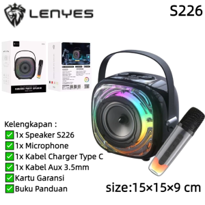 [100% Asli] LENYES S226 KTV RGB Lampu LED Speaker Nirkabel + Mikrofon Karaoke Bluetooth 5.3 Mini Portabel