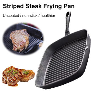 Premium Cast Iron Frying Pan Non-coated Black Steak and Fish Pan for Versatile Cooking in Kitchen