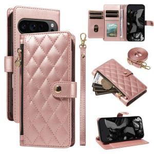 Crossbody Zipper Cards Solt Wallet Leather Case for Google Pixel 10 9 9a 8 8a 7 7a 6a Pro XL Bag Purse Flip Book Strap Cover