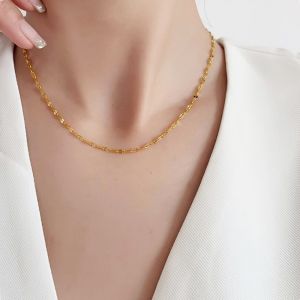 Dây chuyền titan nữ không mặt dây mắt xích dẹp thời trang sáng màu không đen gỉ