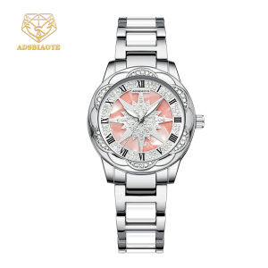 Fashion Ladies Watch 2025 ใหม่ Sunflower Quartz Ladies Watch กันน้ำประดับเพชรกลวงโปร่งใสขนาดใหญ่นาฬิกาเรืองแสงอัตโนมัติเต็มรูปแบบ