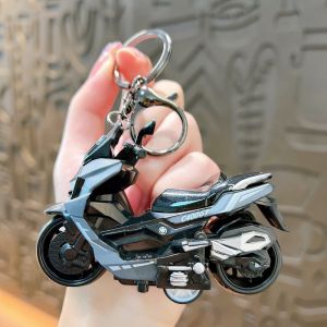 Alloy Pull Back Wheel Motorcycle Cartoon Keychain Simulation Toy Model Keychain Pendant For Bag
