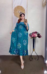 DASTER JUMBO BAHAN RAYON SANTUNG ADEM LD 130 BUSUI FRIENDLY RISLETING DEPAN