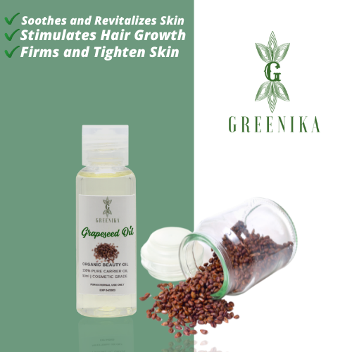 GRAPESEED WHITENING OIL Greenika Grapeseed Carrier Essential Oil Extract Pure for Acne Breakouts Moisturizes Protects Skin Damage UV Inflammation Minimizes Fine Lines Wrinkles Lightens Acne Marks