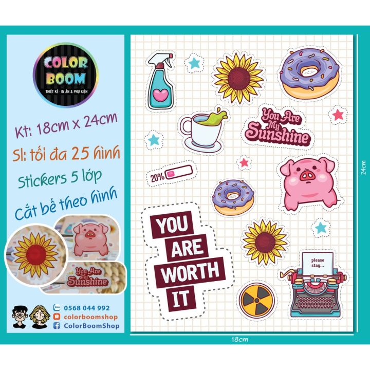 In Sticker Theo Yêu Cầu Cắt Bế Sẵn - Kích Thước 18*24cm | Lazada.vn