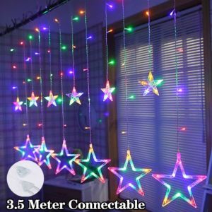 Hari Raya Light  3.5 METER Large Star Moon Romantic Fairy Star Curtain Decorated Light LED For Wedding Party Holiday Christmas Raya Deepavali Diwali Decoration装饰灯/星月灯