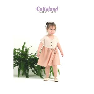 Cutieland - Đầm bé gái dạo phố tơ cotton thêu túi treo