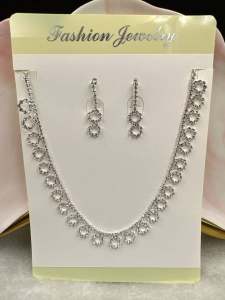 2in1 Fashionable Rhinestones Necklaces w/ Earrings Jewerly Set Womens Accessories