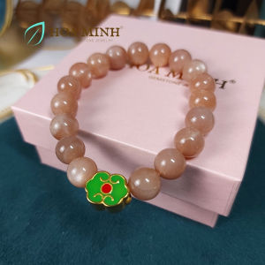 Vòng tay đá Mặt Trời Sunstone size hạt 10 li phối charm trường mệnh hợp mệnh Hỏa Thổ | Hoa Minh Gem