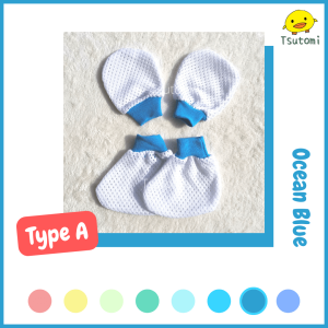 Set Sarung Tangan & Kaki Berlubang Eyelet Newborn Baby Mittens & Booties Set untuk Bayi Baru Lahir