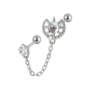 Ear Cartilage Piercing Earring Colorful Zircon Dangle Chain Ear Ring Daith Tragus Helix Lobe Piercing Ear Adorment