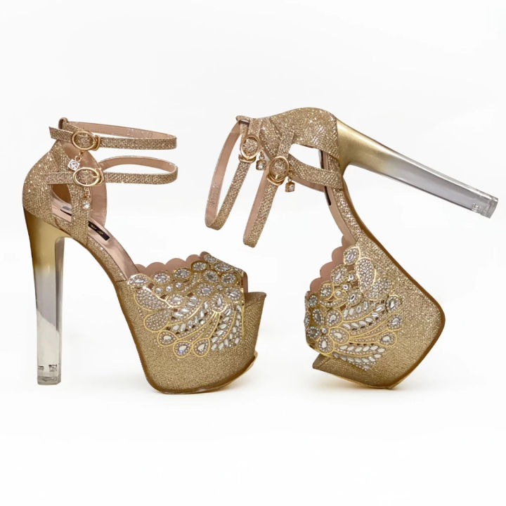GLASS HIGH HEELS INCHES ELEGANT PAGEANT GLASS HIGH HEEL