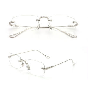 【On Sale】Photochromic Anti Radiation Frameless Glasses for Women Men Rimless Transition Eyeglasses