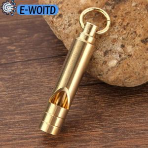 E-WOITD Multifunctional Brass Emergency Survival Whistle Portable Keychain Outdoor Tools Training Whistle For Camping Hiking