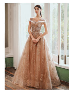 Glary Star Party Evening Dresses At Large Princess Evening Dresses Rose Champagne Party Dresses