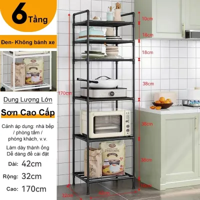Kệ Nhà Bếp Kệ Đa Năng 2-6 Tầng Giá đựng đồ Di động chắc chắn và bền kế rỗng mở