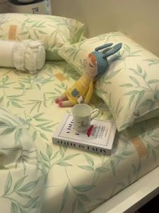 ins Pastoral Fresh Leaf Four-Piece Set All Cotton Pure Cotton 1.5m1.8 Rice Quilt Cover Bed Sheet Student Dormitory Three-Piece Set LZD