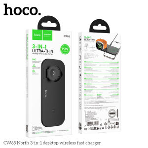 Hoco CW65 แท่นชาร์จมือถือไร้สาย 3in1 15W สำหรับมือถือ หูฟัง และ นาฬิกา iOS Wireless Fast Charger