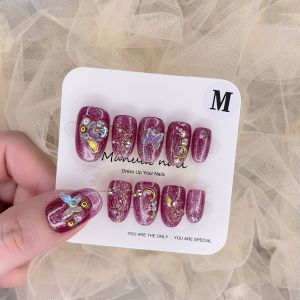 A083 SIZE XS/S/L 🇲🇾 Ready Stock Handmade Nail Art Reuseable 10pcs/set Nail Tips free 5pcs Manicures Tools 现货手工穿戴甲可重复使用 10 件/套美甲贴片免费 5 件美甲工具