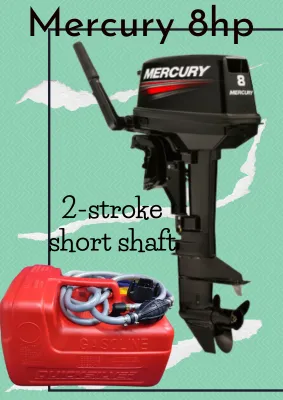 Mercury Outboard Motor 8HP 2-Stroke Short Shaft (with FOC of Quicksilver 0.5 Litre 1 bottle)