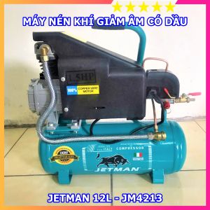 Máy nén khí giảm âm có dầu JETMAN JM4213 12 lít  100% dây đồng - Bảo hành chính hãng 12 tháng