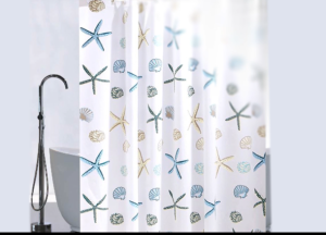 ผ้าม่าน ผ้าม่านกั้นในห้องน้ำ 180X180cm ผ้าม่านห้องน้ำ PEVA ผ้าม่าน ม่านอาบน้ำ เจาะตาไก่ มีห่วงให้