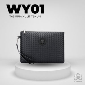 Tas Tangan Pria Dompet Clutch Hand Woven Pria Hitam Motif Anyaman Import WY01