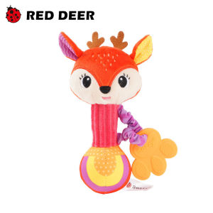 Soft Animal Baby Rattle | Hand Grip Shaker Toy | Stuffed Sensory Squeaky Teether