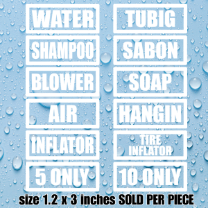 Carwash vendo sticker decals for coin box. Vinyl Cutout Sticker water proof indoor outdoor use. label sticker