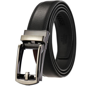 GH Automatic Leather Belt - Real Leather Ratchet Belt in 30mm or 3cm width - Men Leather Belt with Auto Lock Buckle - TRACK BELT - Auto Lock Black Belt
