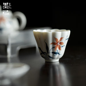 墨己 草木灰佛手茶杯釉下彩手绘家用品茗杯功夫茶具陶瓷主人杯