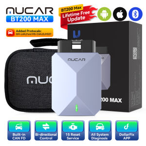 MUCAR BT200 MAX OBD2 Scanner Full System 15 Reset CAN-FD Bi-directional ECM TCM ABS Car Diagnostic Tools Lifetime update PK EDIAG ELITE
