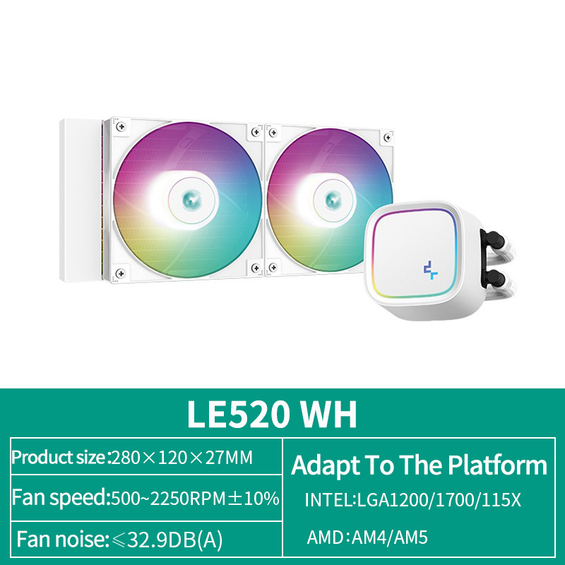 Deepcool LE520 / LE720 240mm AIO Liquid Cooler w/ Anti-Leak Tech Liquid Cooler Black or White Water Cooling System For PC