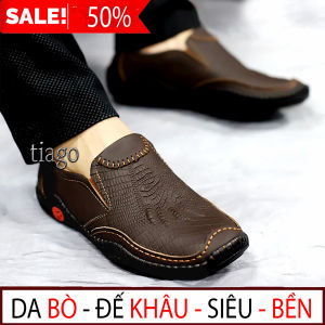 Giày mọi nam - Giày  lười nam da bò cao cấp  đế khâu 2 lớp siêu đẹp chống nước siêu bền -p1