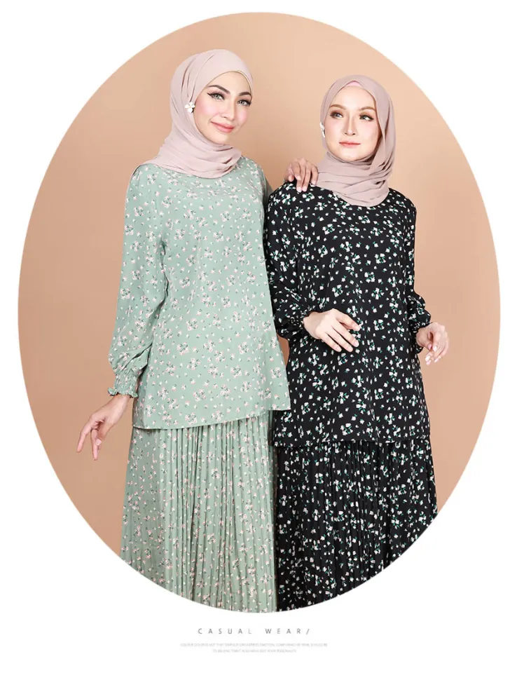 KM Women Myra Fully Printed Ready Stock Malaysia Baju Kurung Set