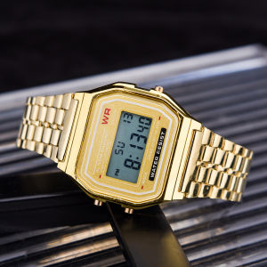 Elegant Digital Watch For Women Gold Silver Stainless Steel Business Ladies Electronic Wrist Watches Man Clock