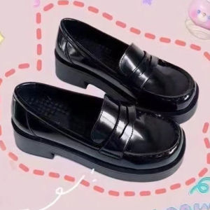 [Free Shipping] Autumn New Collection: Stylish And Versatile JK-Style Loafers With A Glossy Finish Thick Soles Medium Heels And Non-Slip Features