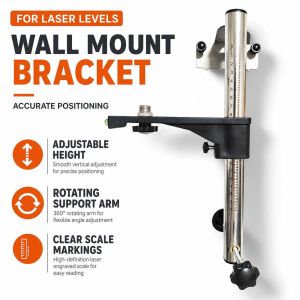 MINIFELE 262 Stainless Steel Level Bracket Adjustable Height Wall Mounted Level Mount Holder Scale Leveling Tools Wall Installation