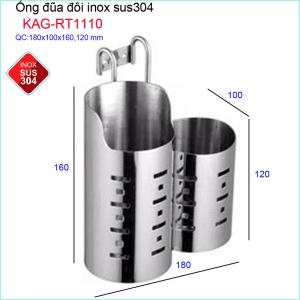 [HCM]Ống đũa đôi KAG-RT1110 ống đựng đũa nhà bếp Inox dập khuôn cao cấp SUS304 sáng bóng sử dụng vĩnh viễn