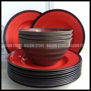 PAKET SATU LUSIN ISI 6 PIRING DAN 6 MANGKUK MIE RAMEN MODEL TERBARU