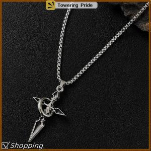 [Towering Pride] Vintage Cross Pendant Necklace For Mens Versatile Chain Trendy Sweat Shirt Hanging Punk Chain Jewelry Gift