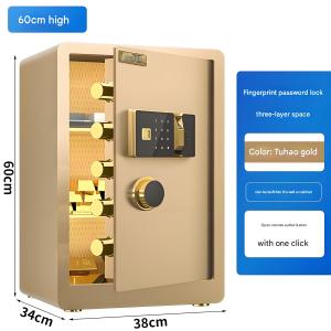 Fingerprint & Password Dual-Lock Steel Safe Box with Anti-Theft Alarm - Compact Home/Office Security Cabinet