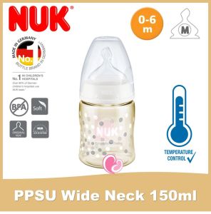 NUK PPSU 150ml/ 5oz Wide Neck Feeding Bottle Baby with Temperature Control Premium Choice+