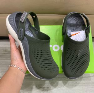 Giày sục crocs chuẩn xịn chống hôi chân nhựa tế bào êm mềm bền đi mưa lội nước đi biển literide 360 clog màu xanh rêu