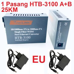 HTB-3100 A+B Fiber Optic Media Converter Nelink 10/100Mbps RJ45 Single Mode 1 Pasang  HTB-3100 A/B 25KM